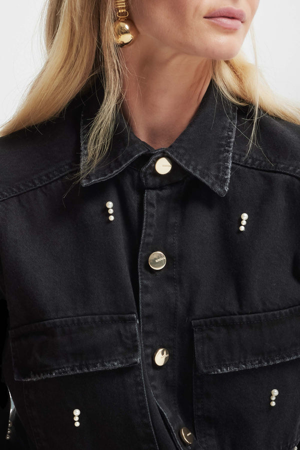 Denim shirt with contrasting embroidery - Shirt Denim Con Ricamo KIARA