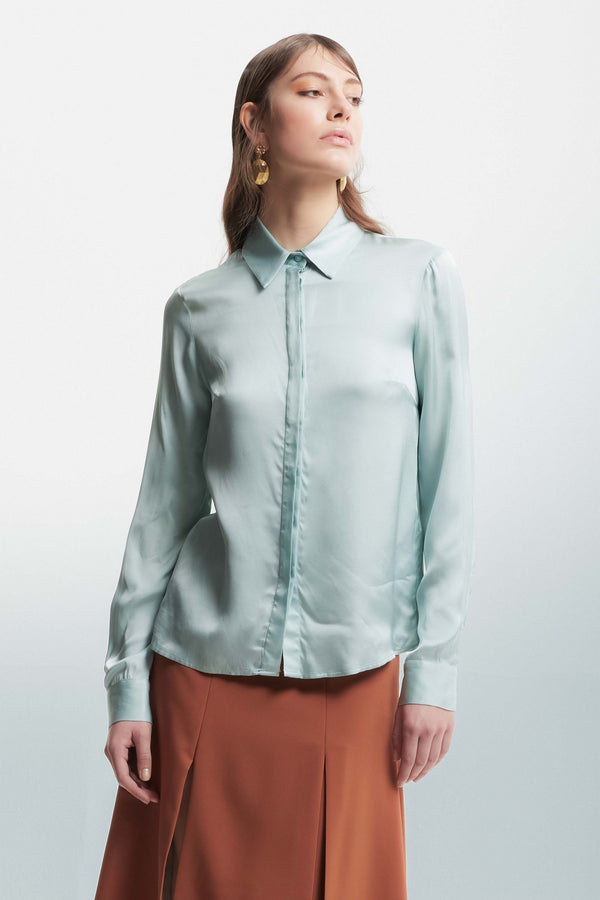 Minimalist shirt with a concealed button placket - Shirt LYNYELL