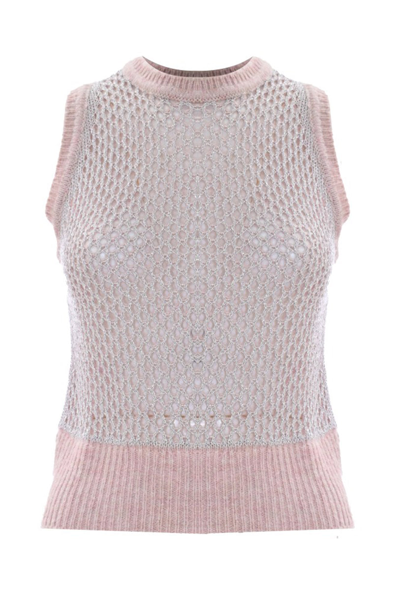 Knitted vest top with openwork details - Canotta In Sweater BERARD