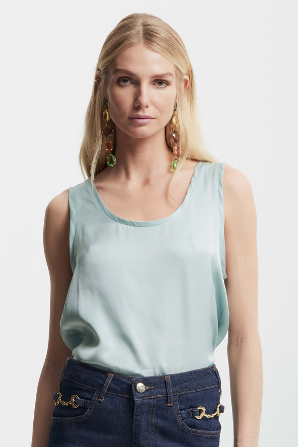 Minimalist round neck vest top - Canotta GAYSA