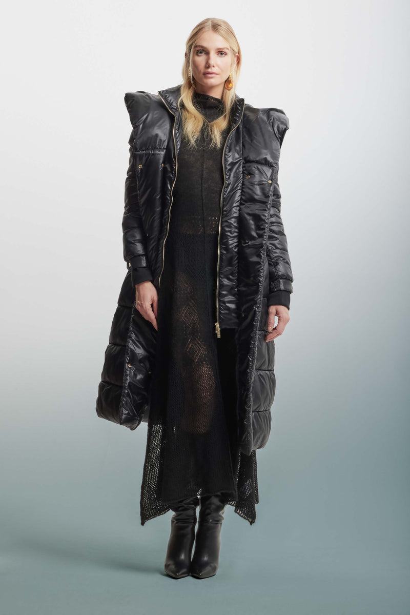 Long down jacket with a buckle belt - Giubbotto PELEO