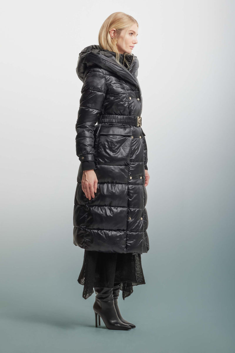 Long down jacket with a buckle belt - Giubbotto PELEO