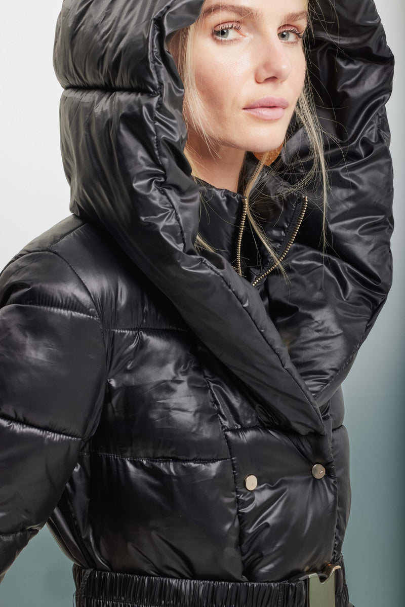 Long down jacket with a buckle belt - Giubbotto PELEO