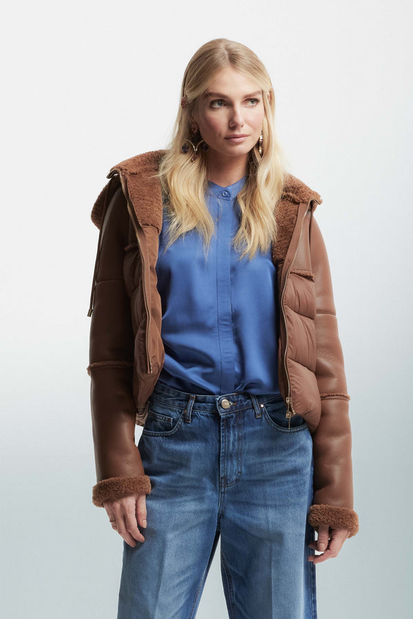 Blouson court avec détails peluche - Veste d'hiver IMMO