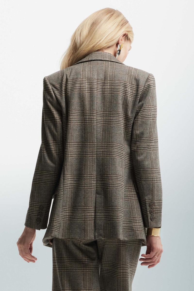 Women's double-breasted tartan patterned jacket - Jacket NOAH