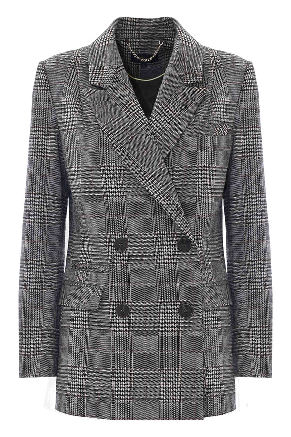 Women's double-breasted tartan patterned jacket - Jacket NOAH