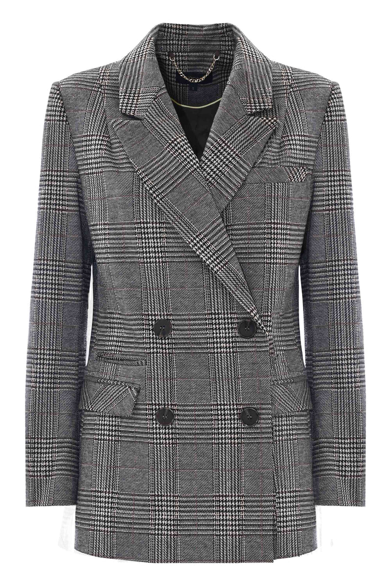 Women's double-breasted tartan patterned jacket - Jacket NOAH