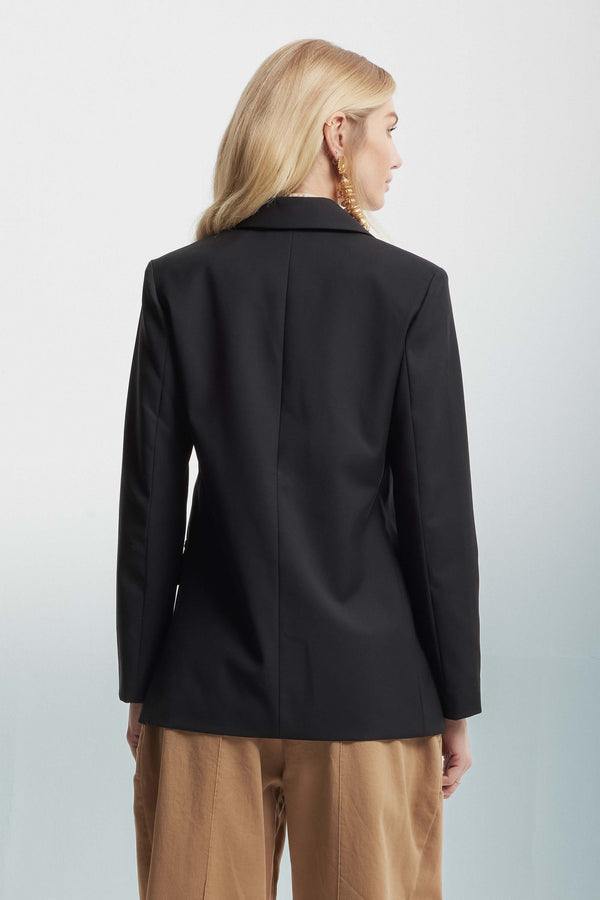 Single-breasted jacket with piping trim - Jacket SOLENNE