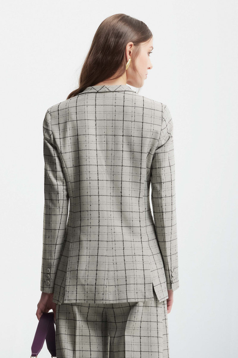 Checked jacket with covered buttons - Jacket RAIMAR