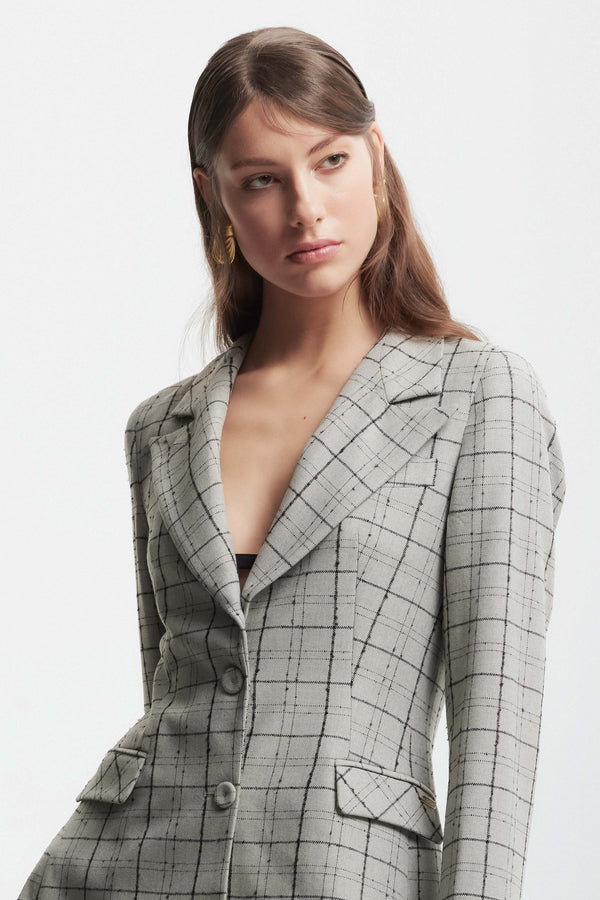 Checked jacket with covered buttons - Jacket RAIMAR