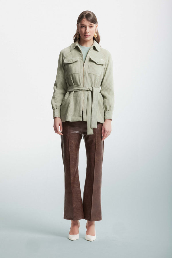 Ribbed fabric jacket with a belt - Jacket ETERIE