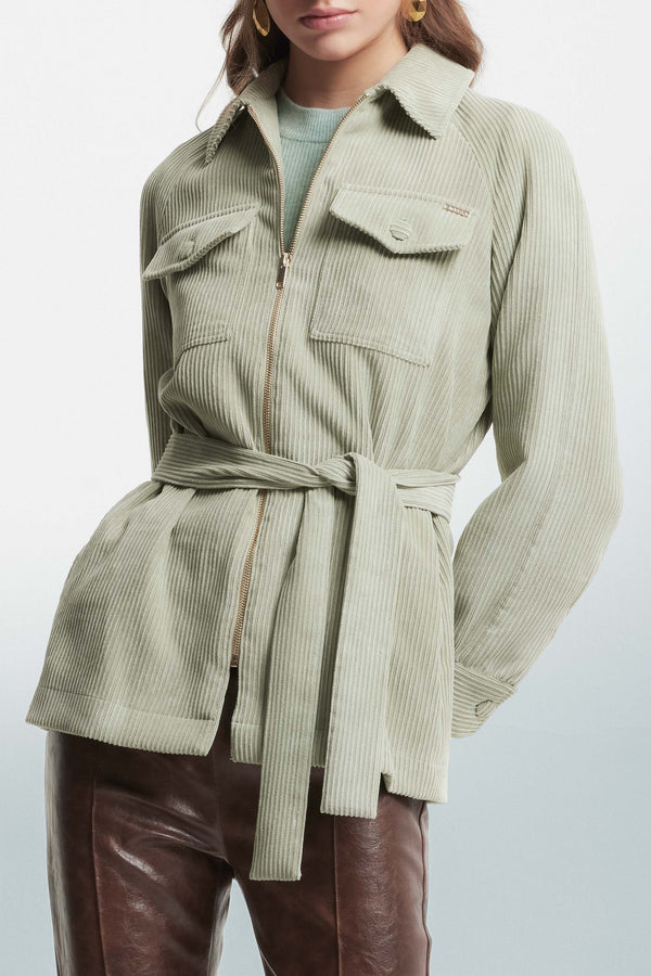 Ribbed fabric jacket with a belt - Jacket ETERIE