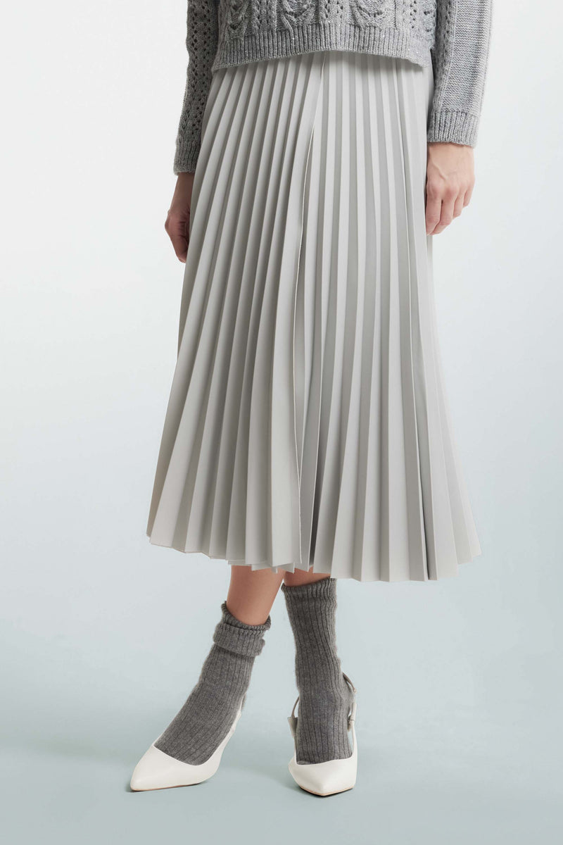 Elegant skirt in pleated eco-leather - Skirt EMILE