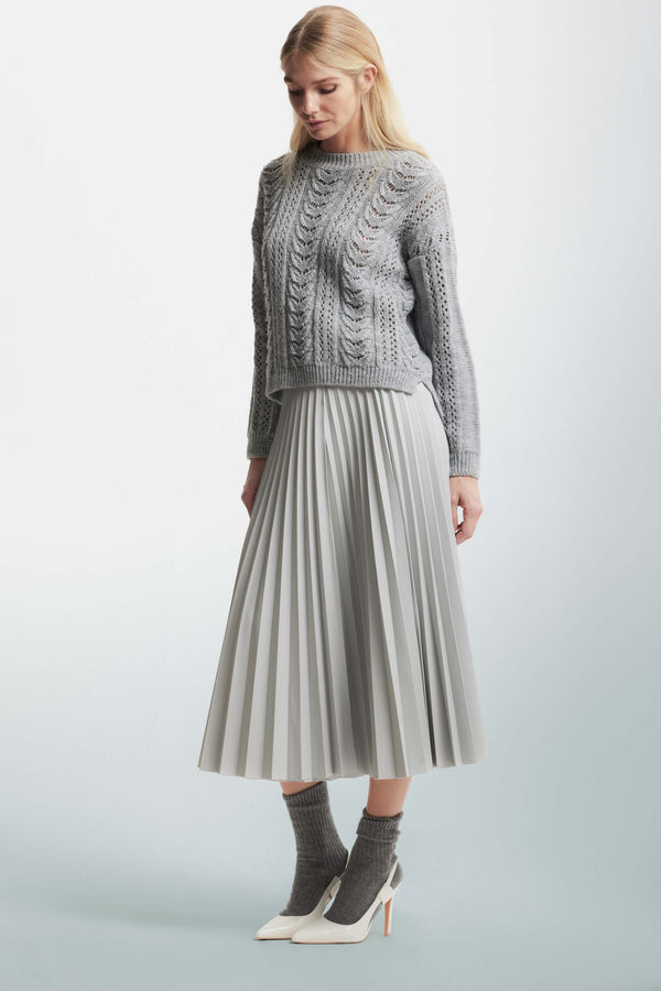 Elegant skirt in pleated eco-leather - Skirt EMILE