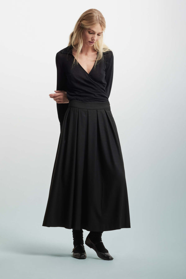 Elegant flared midi skirt with pleats - Skirt GRATIA