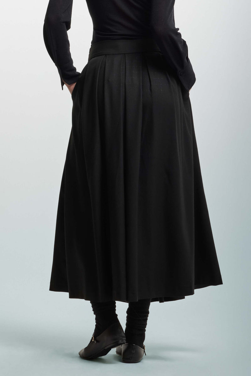 Elegant flared midi skirt with pleats - Skirt GRATIA