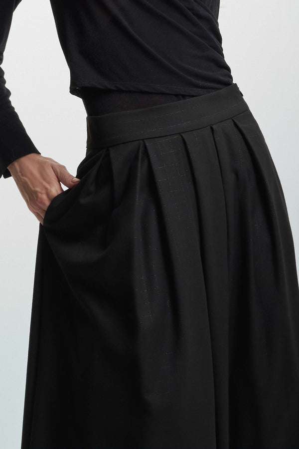 Elegant flared midi skirt with pleats - Skirt GRATIA