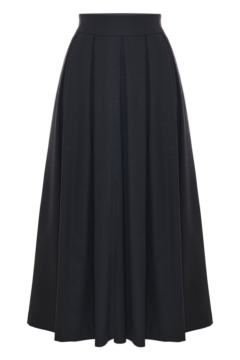 Elegant flared midi skirt with pleats - Skirt GRATIA