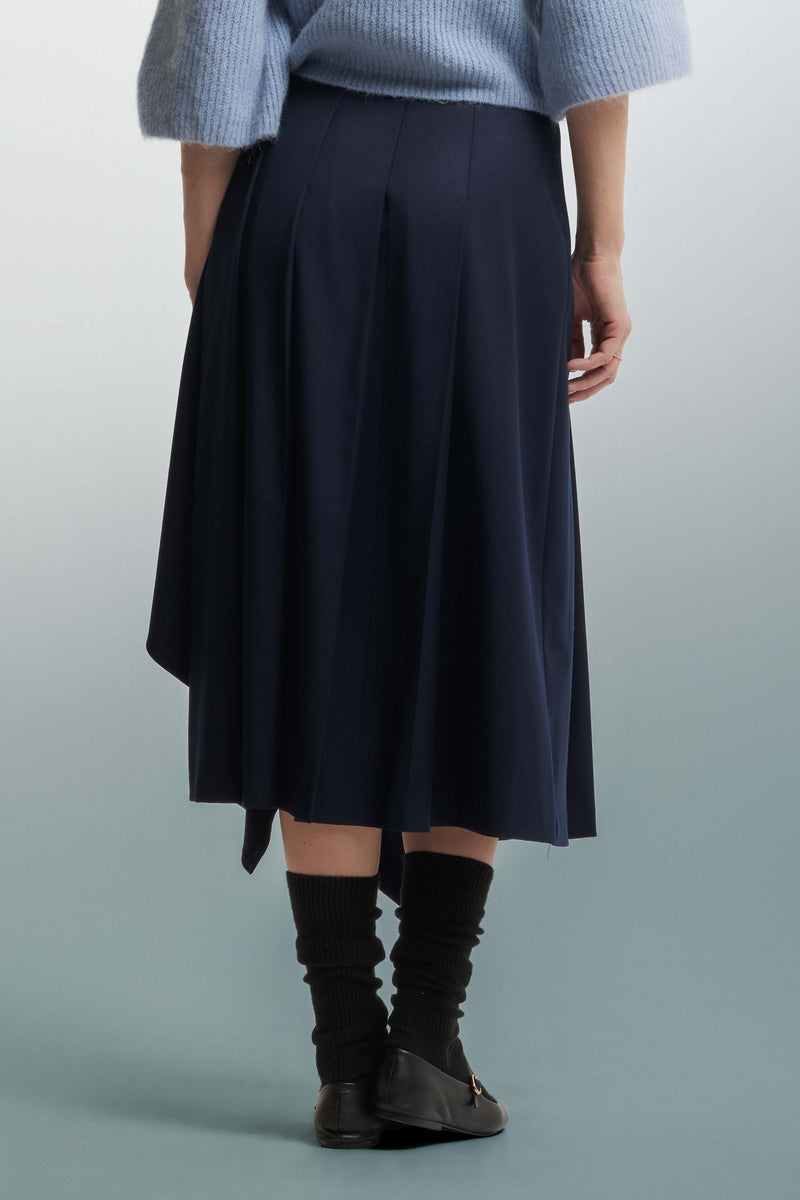 Asymmetrical pleated skirt with a belt - Skirt DELILA