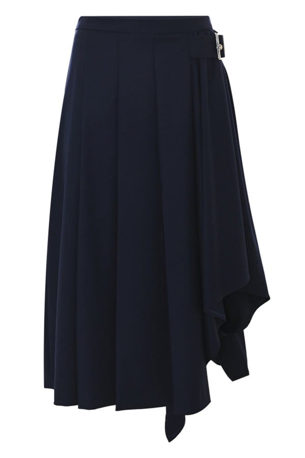 Asymmetrical pleated skirt with a belt - Skirt DELILA