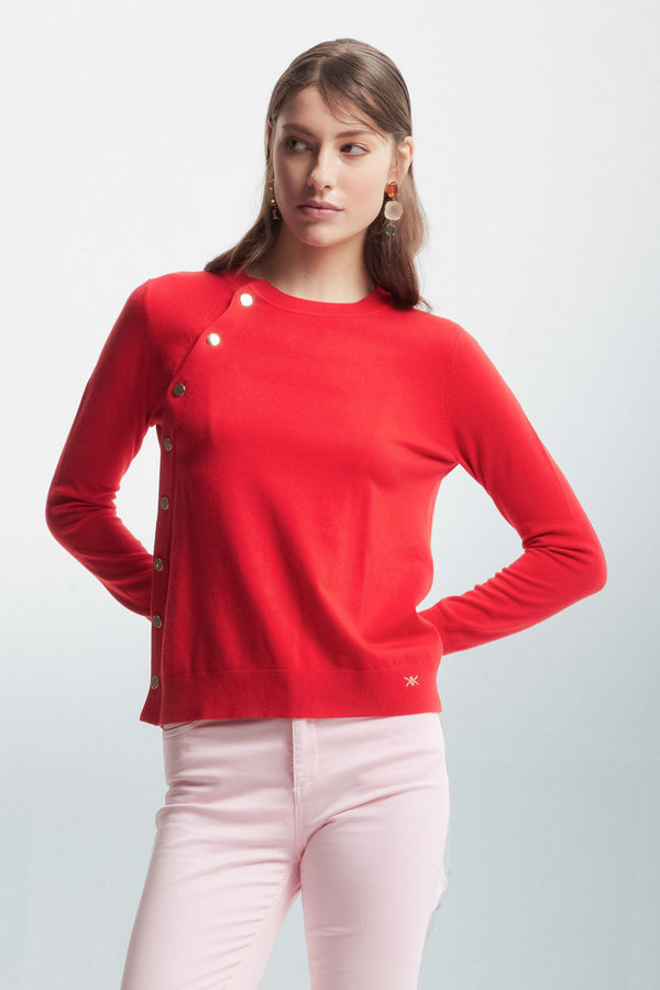 Long-sleeved jumper with buttons on the side - Sweater IDIS