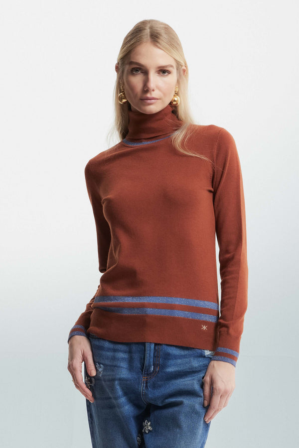 Polo neck jumper with contrasting details - Sweater IGNAZ