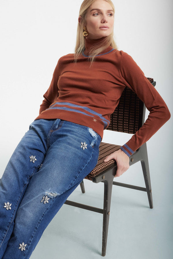 Polo neck jumper with contrasting details - Sweater IGNAZ