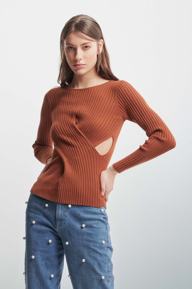 Ribbed jumper with cable knit details - Sweater NICOLAO