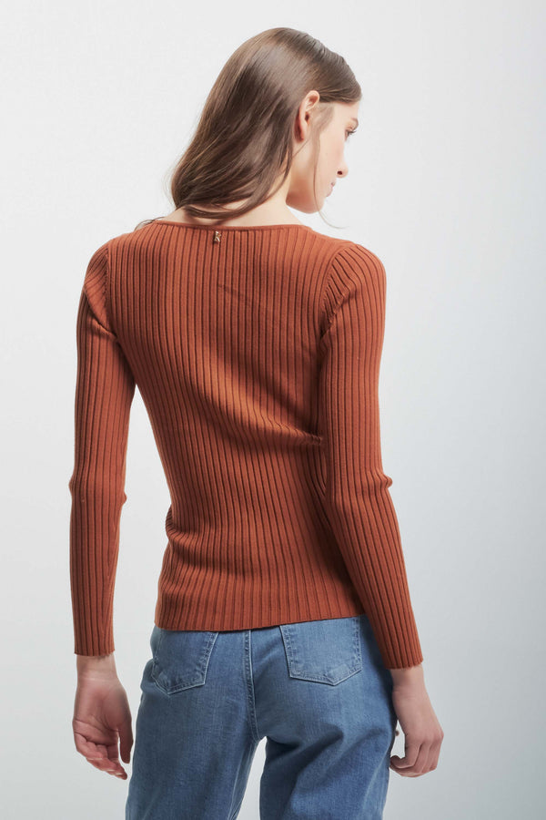 Ribbed jumper with cable knit details - Sweater NICOLAO