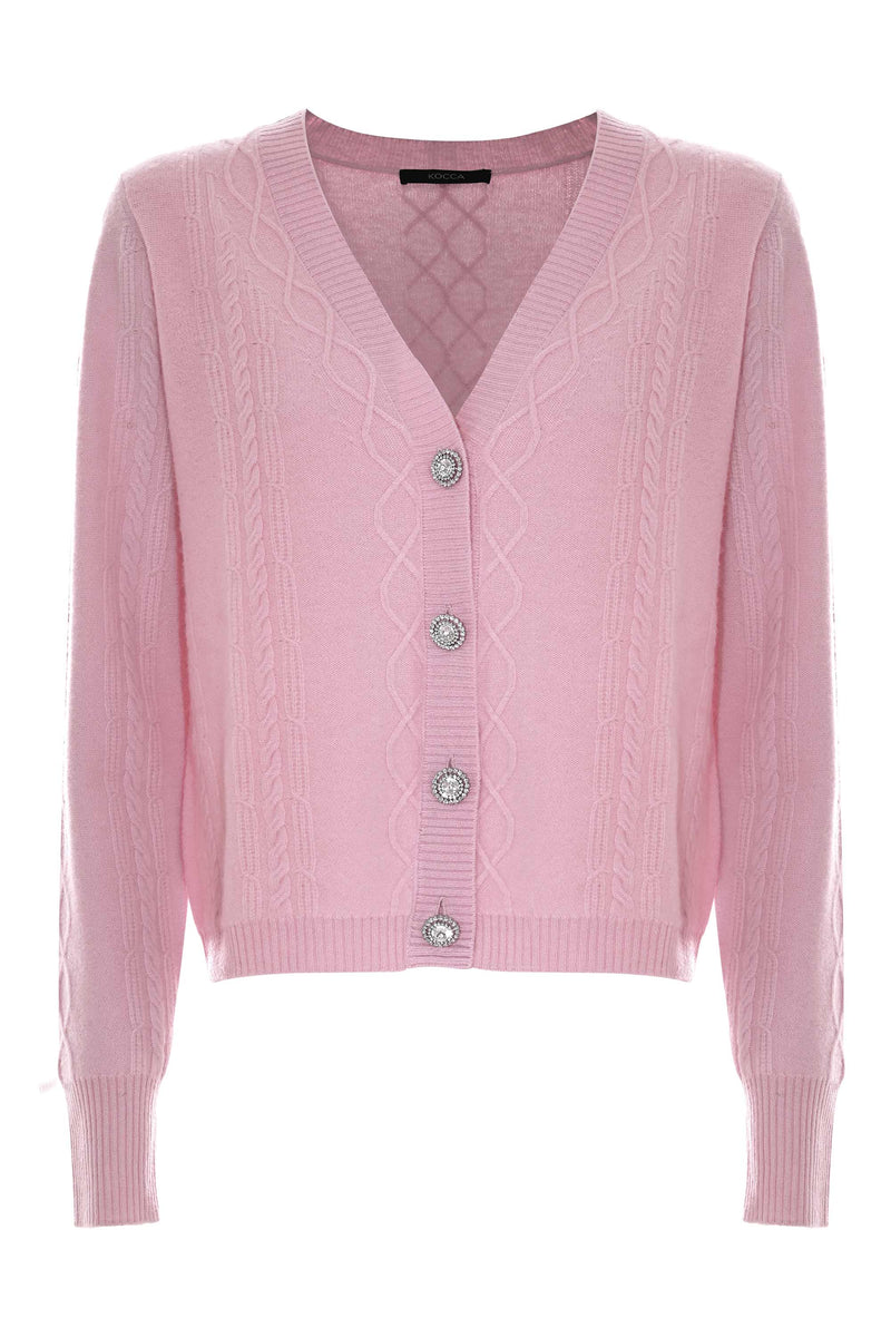 Cable knit cardigan with jewelled buttons - Sweater FLORINDA