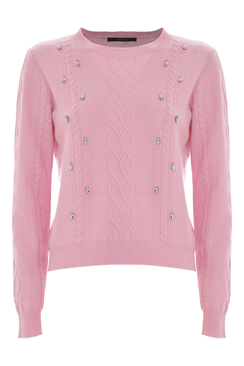 Cable knit jumper with rhinestones - Sweater REGIS