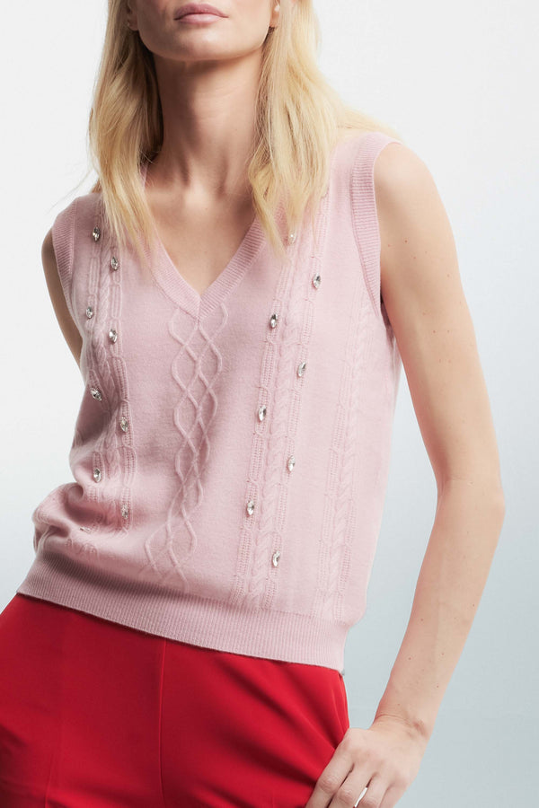 Pull sans manches avec strass - Pull RINIE