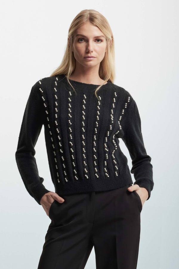 Jumper embellished with beaded appliqués - Sweater TILLA