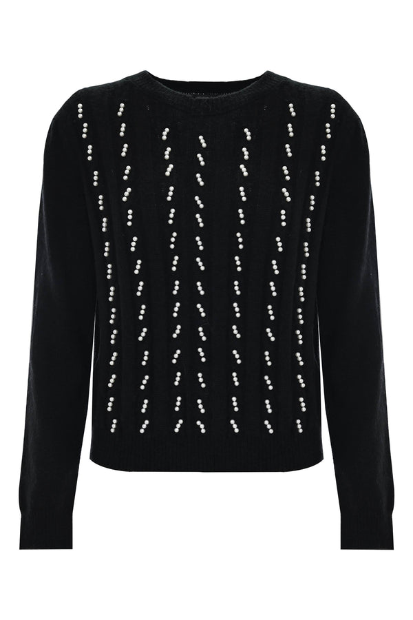 Jumper embellished with beaded appliqués - Sweater TILLA