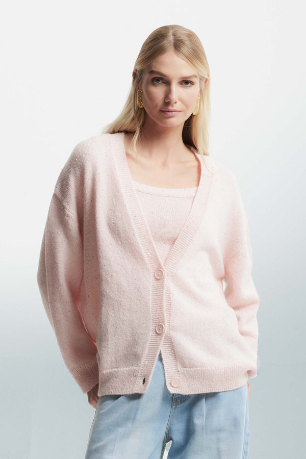 Soft cardigan with tone-on-tone buttons - Sweater HALLURE