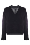 Cable knit jumper with a V-neckline - Sweater SISSI