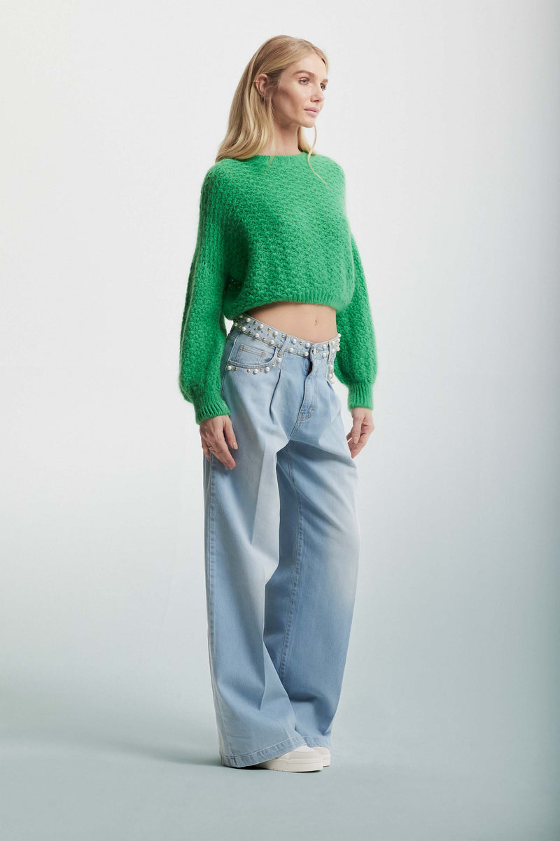 Cropped jumper with openwork details - Sweater DAVIA