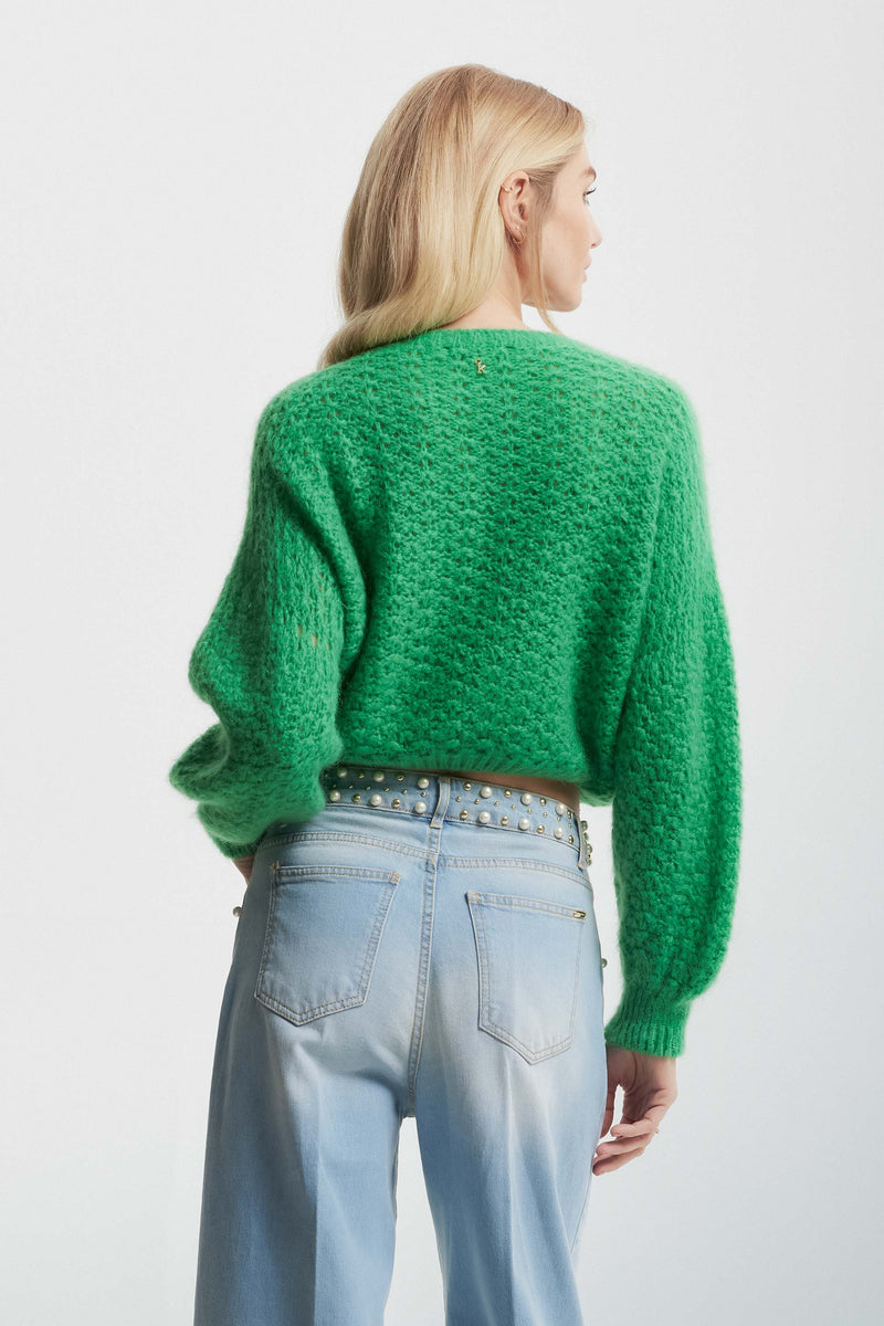 Cropped jumper with openwork details - Sweater DAVIA