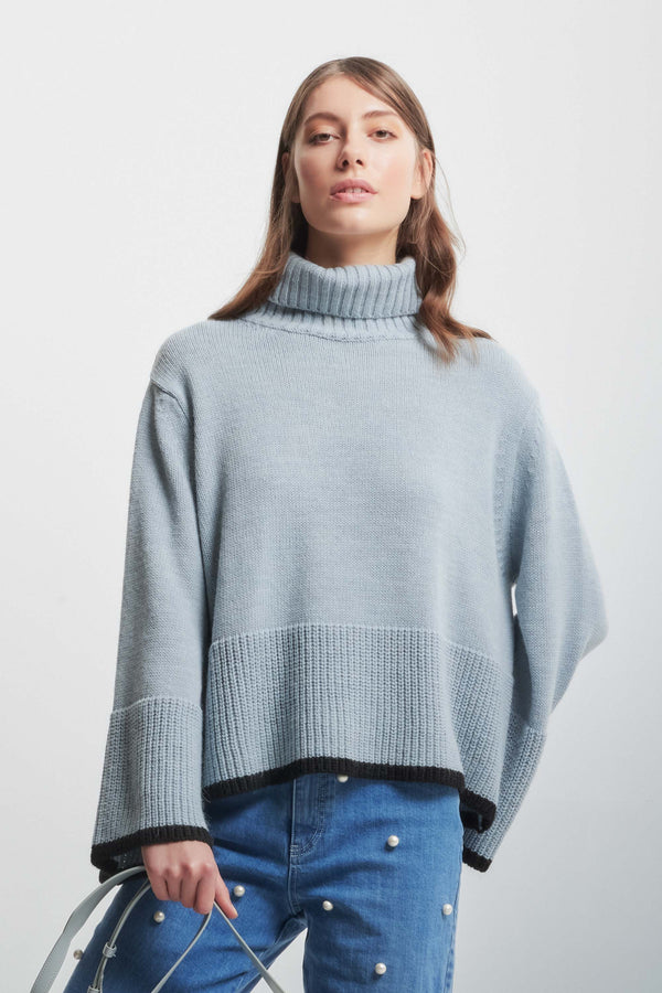 Polo neck jumper with wide sleeves - Sweater KASIA