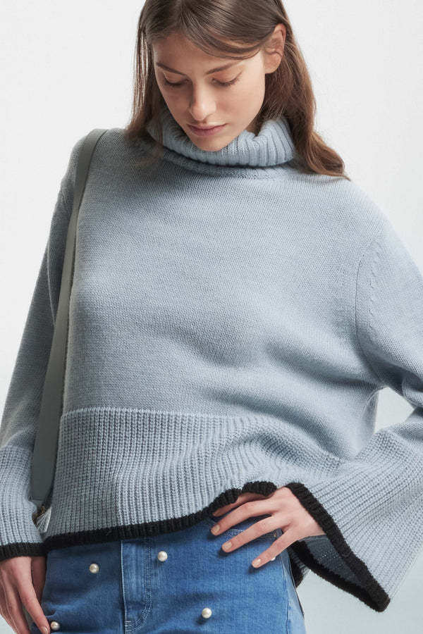 Polo neck jumper with wide sleeves - Sweater KASIA