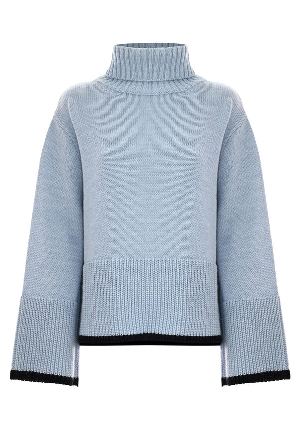 Polo neck jumper with wide sleeves - Sweater KASIA