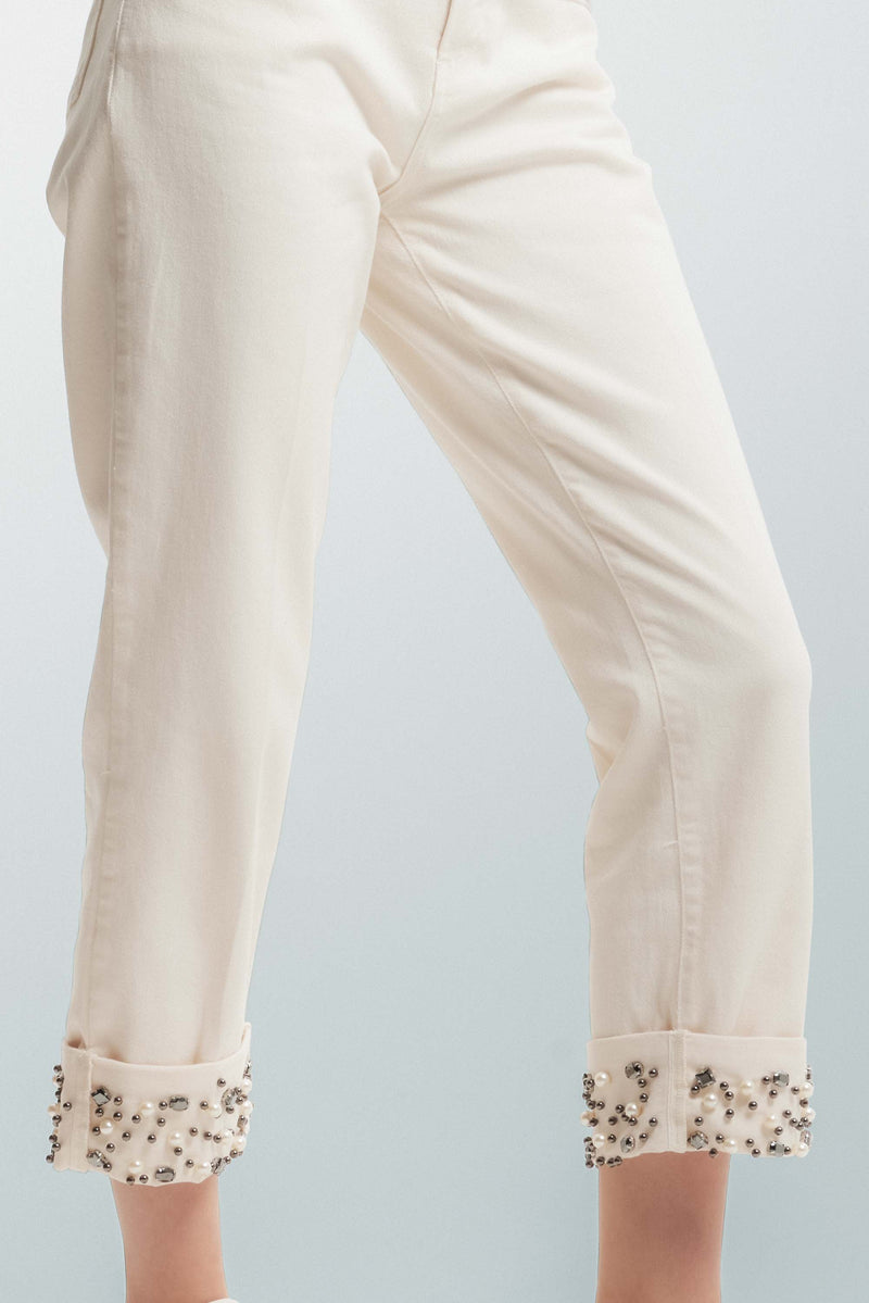 Trousers with details on the turn-ups - Trousers Color PATRICIA