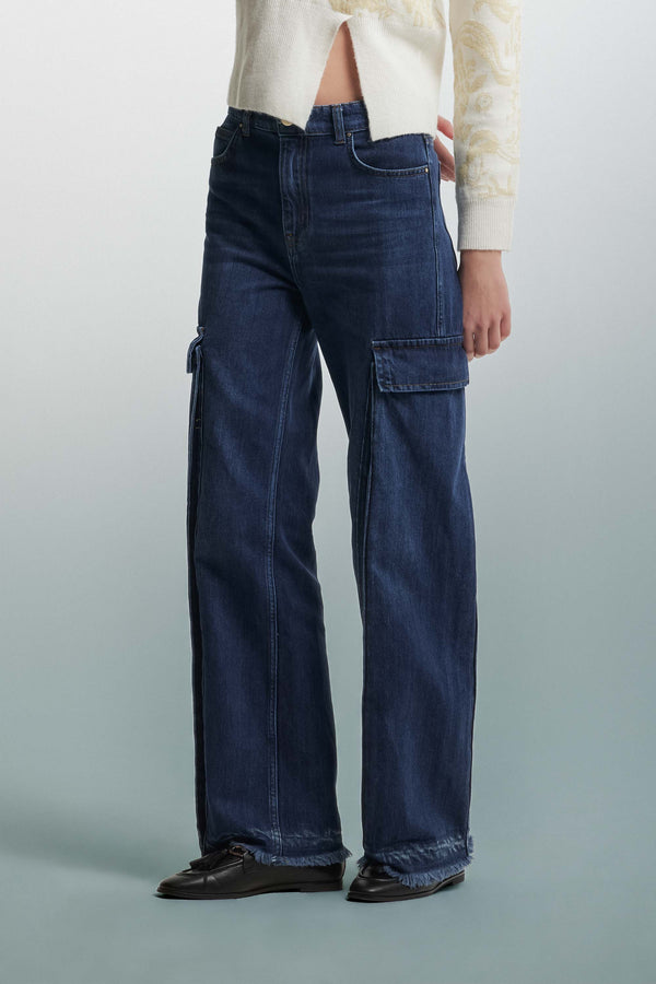 Wide straight leg jeans with large pockets - Jeans ORONZO