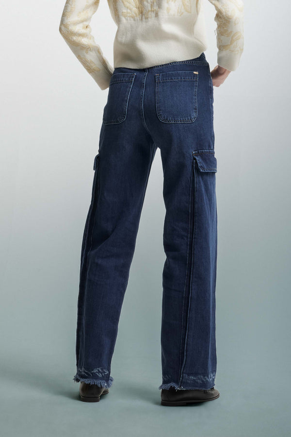 Jeans dritti ampi con maxi tasconi - Pantalone Denim ORONZO