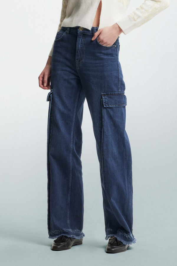 Jeans dritti ampi con maxi tasconi - Pantalone Denim ORONZO