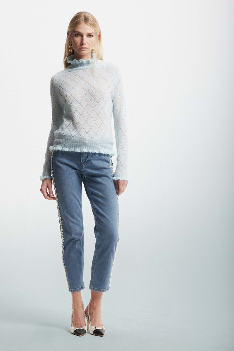 Ankle-length jeans decorated with beads - Jeans Con Ricamo UANDA