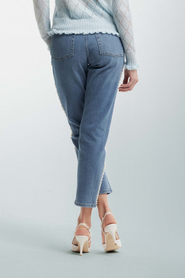 Ankle-length jeans decorated with beads - Jeans Con Ricamo UANDA