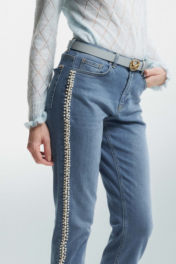 Ankle-length jeans decorated with beads - Jeans Con Ricamo UANDA