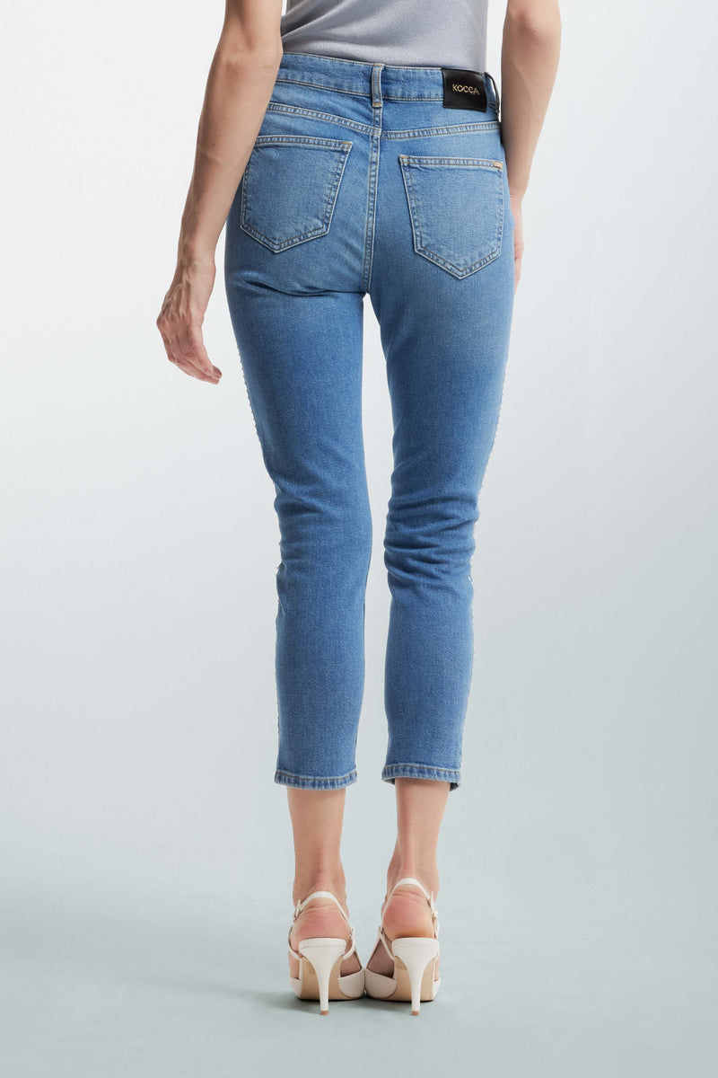 Jeans skinny con applicazioni laterali - Pantalone Denim Con Ricamo TEMPEST