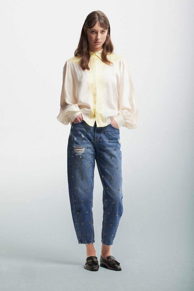 Jeans effetto used con borchie - Pantalone Denim RELKE